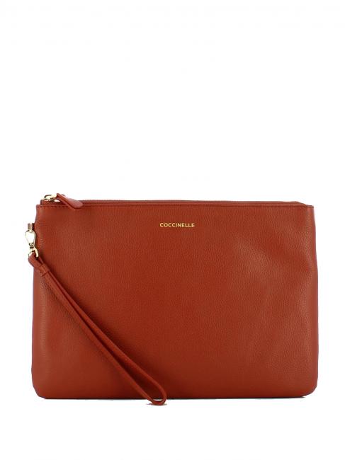 COCCINELLE Pochette in pelle bottalatino con polsierina  cinnam - Women’s Bags