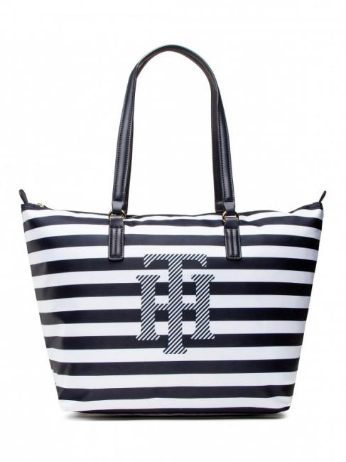 TOMMY HILFIGER POPPY Shopping bag in fabric navy blue stripes - Women’s Bags
