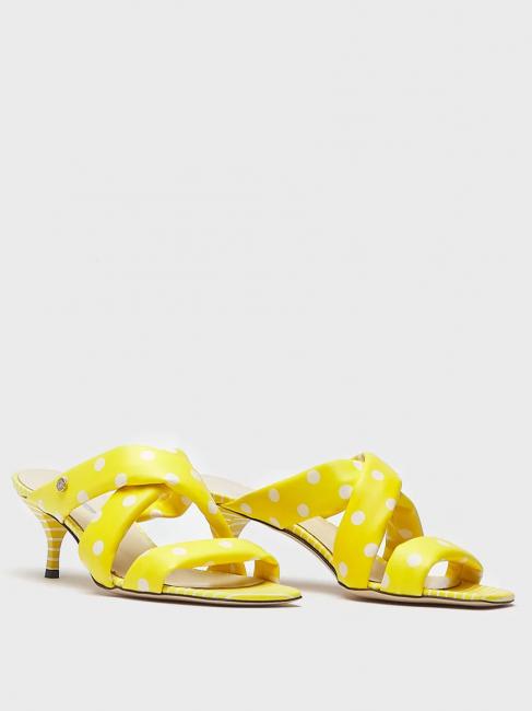 MANILA GRACE Sandalo sabot in pelle stampa pois  yellow / white - Women’s shoes