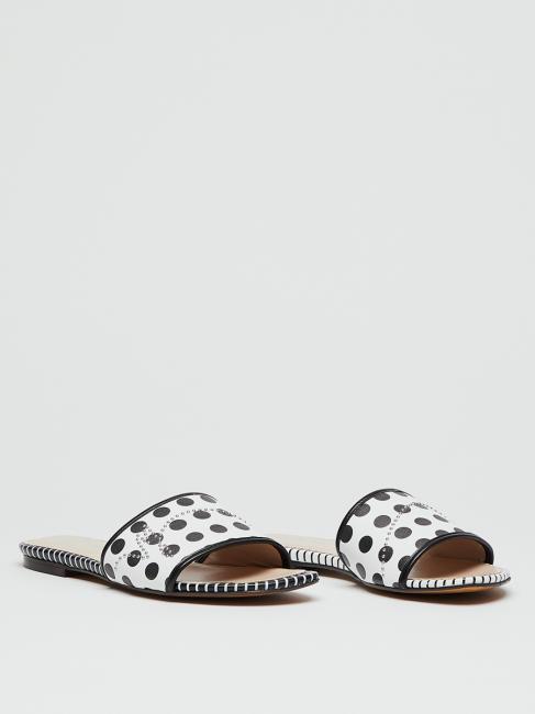 MANILA GRACE Ciabatta flat a pois  White black - Women’s shoes