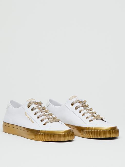 MANILA GRACE Sneaker low top con lacci glitterati  WHITE / GOLD - Women’s shoes