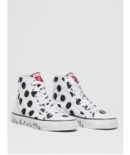 MANILA GRACE Sneaker high top a pois in canvas  - Women&rsquo;s shoes