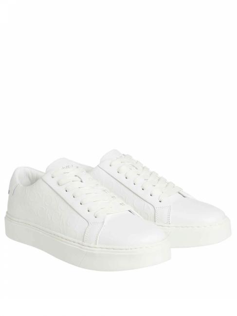 CALVIN KLEIN LOW TOP LACE UP MONO Leather sneaker triple white - Men’s shoes
