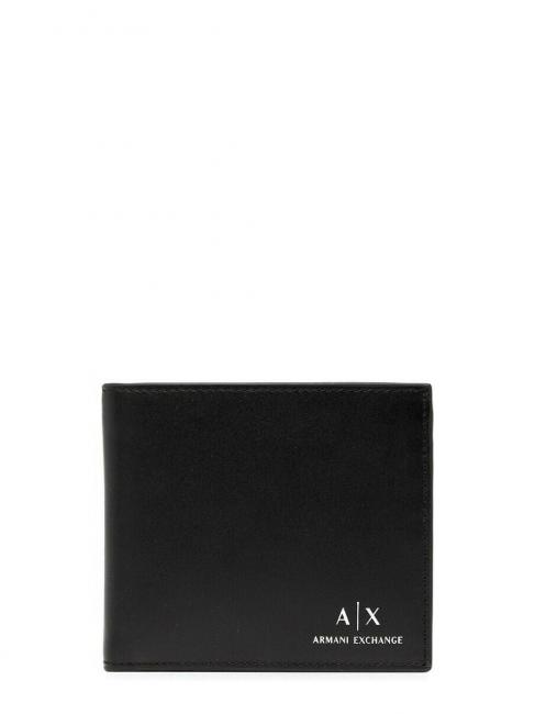 ARMANI EXCHANGE MINI LOGO Leather wallet, with coin purse Black - Men’s Wallets