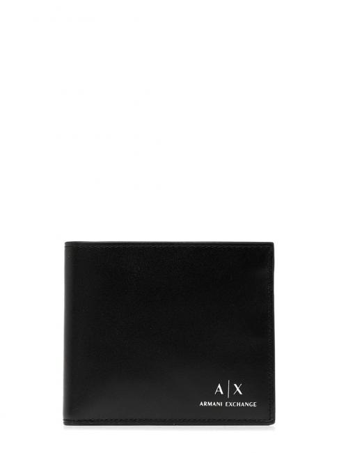 ARMANI EXCHANGE MINI LOGO Leather wallet, with removable card holder Black - Men’s Wallets