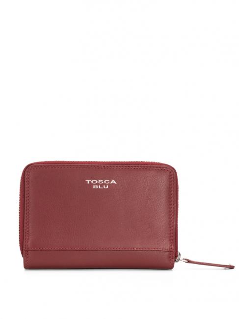 TOSCA BLU BUTTON Medium zip around wallet in leather dark red - Women’s Wallets