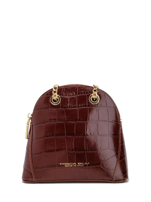 TOSCA BLU TIC-TAC MIni shoulder bag in crocodile print leather dark red - Women’s Bags