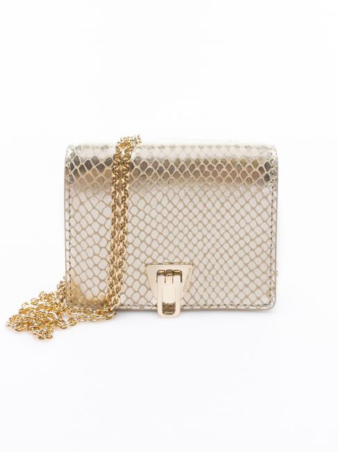 COCCINELLE BEAT Snake Shoulder Micro Bag in reptile print leather shiny gold - Women’s Bags