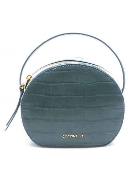 COCCINELLE BORSA MINI Hand micro bag, with shoulder strap, in crocodile print leather sharkgre - Women’s Bags