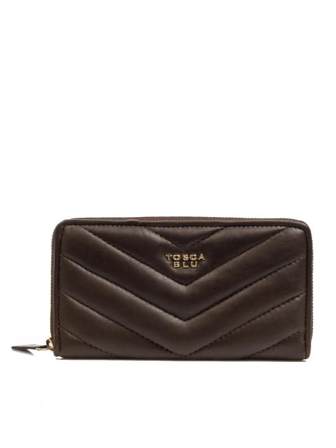 TOSCA BLU BAGHERA Large zip around leather wallet DarkBrown - Women’s Wallets