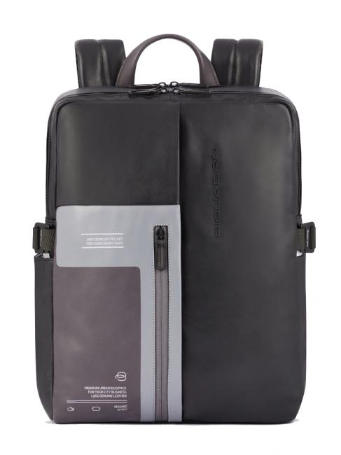 PIQUADRO QUENTIN 15 "laptop backpack, in leather, with anti-theft cable Black - Laptop backpacks