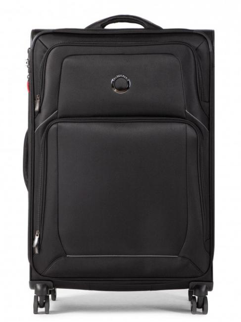 DELSEY OPTIMAX LITE Large trolley, expandable black - Semi-rigid Trolley Cases