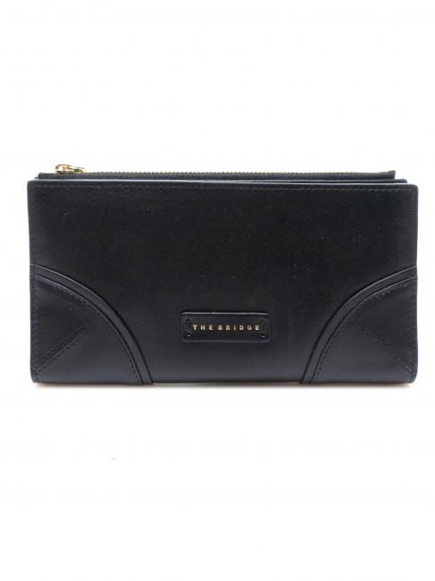 THE BRIDGE MATILDE Large leather wallet Black Gold - Women’s Wallets