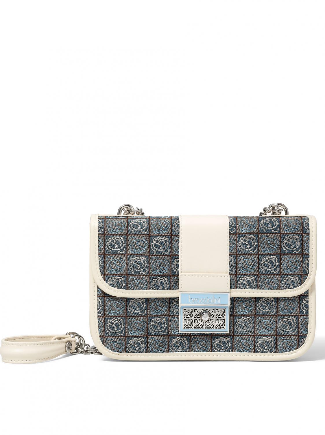 Braccialini Monogram Shoulder Mini Bag In Jacquard Fabric Avio - Buy At  Outlet Prices!