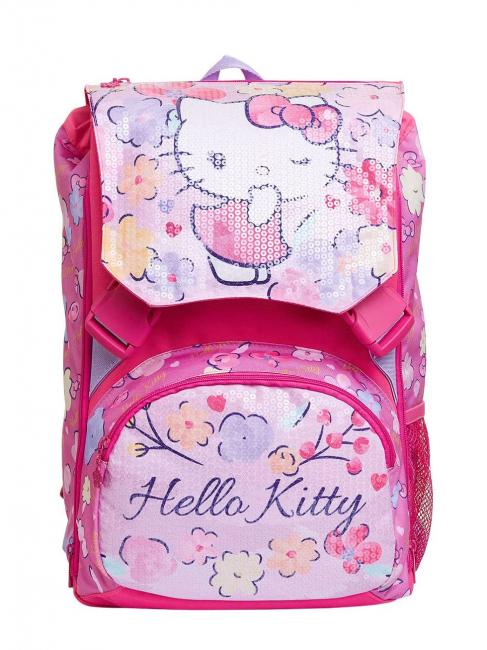 HELLO KITTY DELICATE FLOWERS Expandable backpack fuxiafluo - Backpacks & School and Leisure