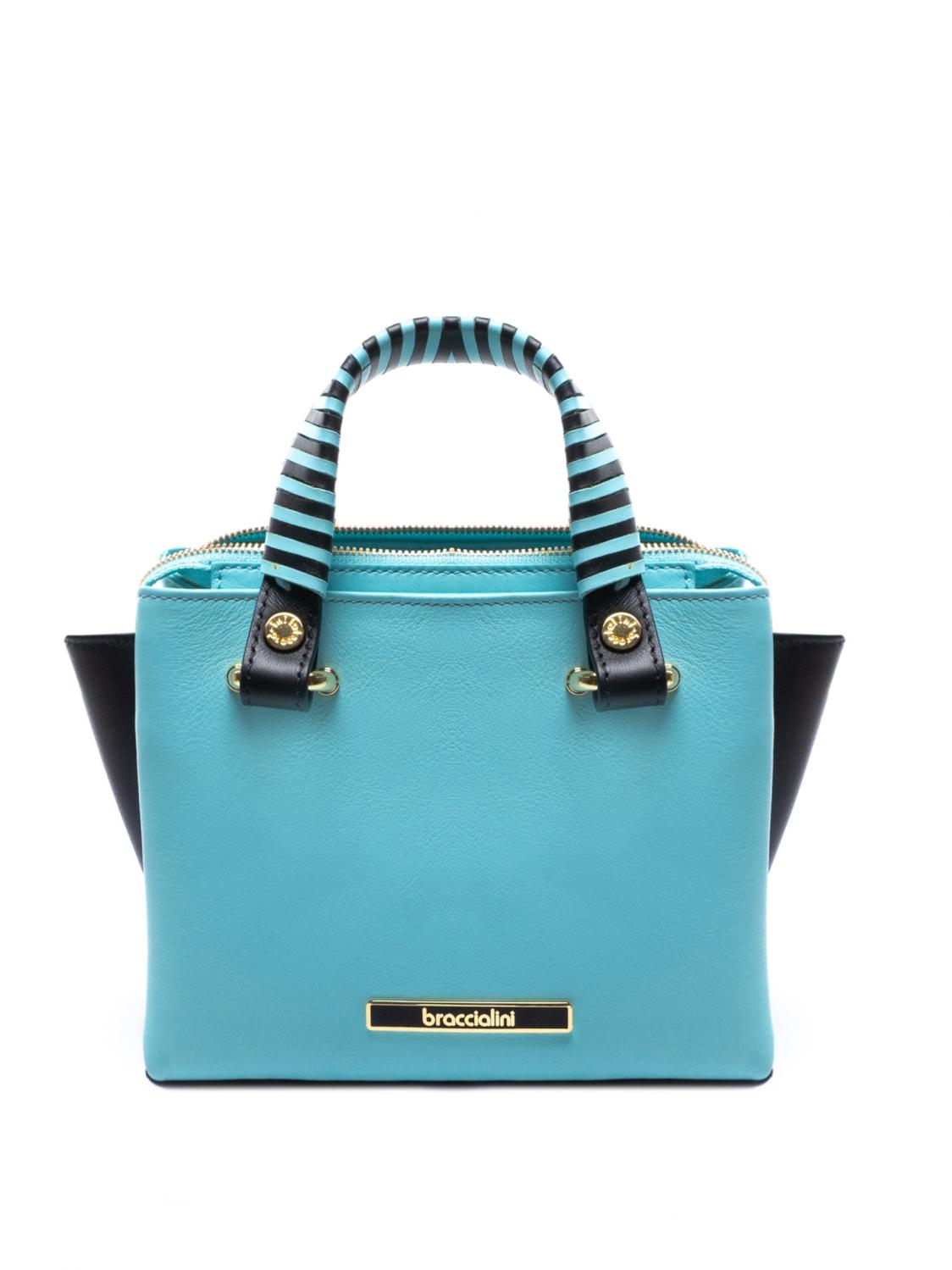 Braccialini Zoe Handbag With Shoulder Strap In Leather Heavenly