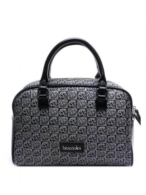 BRACCIALINI MONOGRAM Satchel bag in jacquard fabric Black - Women’s Bags