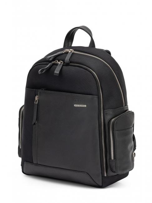 CIAK RONCATO SQUADRA Small backpack in leather and nylon, 14 "pc holder black - Laptop backpacks