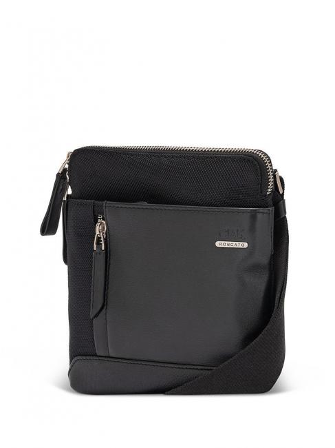 CIAK RONCATO SQUADRA Small flat bag in leather and nylon black - Over-the-shoulder Bags for Men