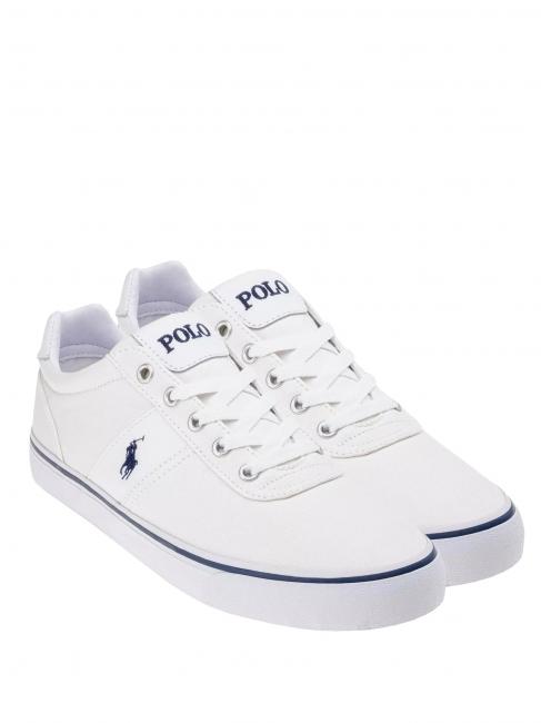 RALPH LAUREN HANFORD Sneaker in fabric and leather white / navy pp - Men’s shoes