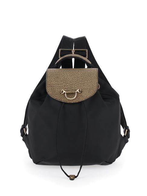 BORBONESE NEW DUNETTE Small nylon backpack black / natural op - Women’s Bags