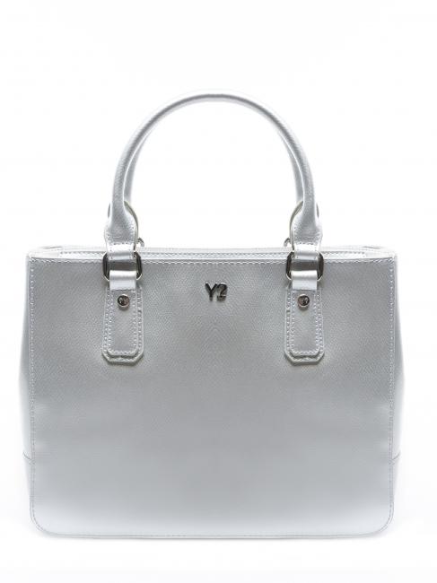 YNOT MELODYC Tote bag by hand, with shoulder strap, in leather SILVER - Women’s Bags