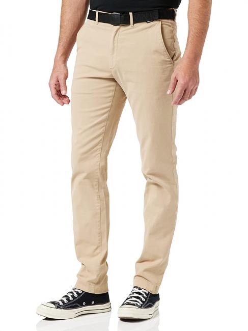 CALVIN KLEIN GARMENT CHINO Cotton trousers, slim fit travertine - Trousers