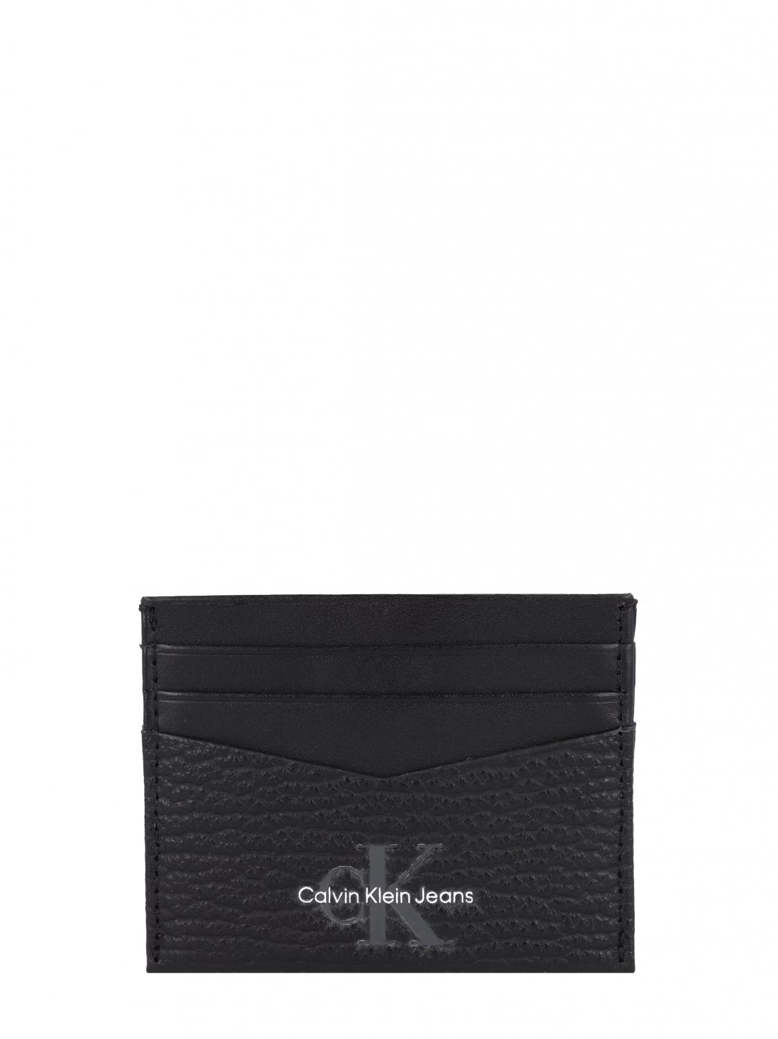 Calvin Klein Ck Jeans Mono Textured Leather Card Holder Black - Buy At  Outlet Prices!