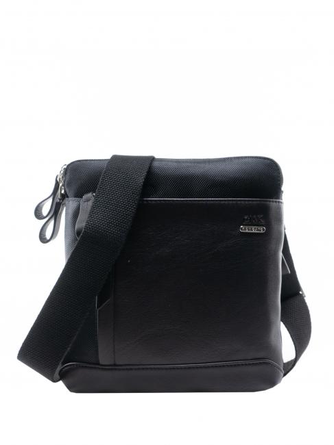 CIAK RONCATO SQUADRA Medium flat bag in leather and nylon black - Over-the-shoulder Bags for Men