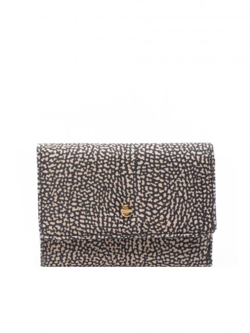 BORBONESE CLASSICA  Medium wallet with flap OP / NATURAL / BLACK - Women’s Wallets