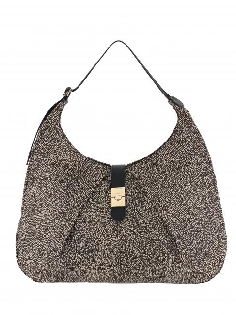 BORBONESE CORTINA NYLON OP Large shoulder bag OP / NATURAL / BLACK - Women’s Bags
