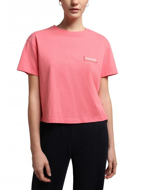 NAPAPIJRI S-MORGEN W Cotton crew neck T-shirt pink tear - T-shirt