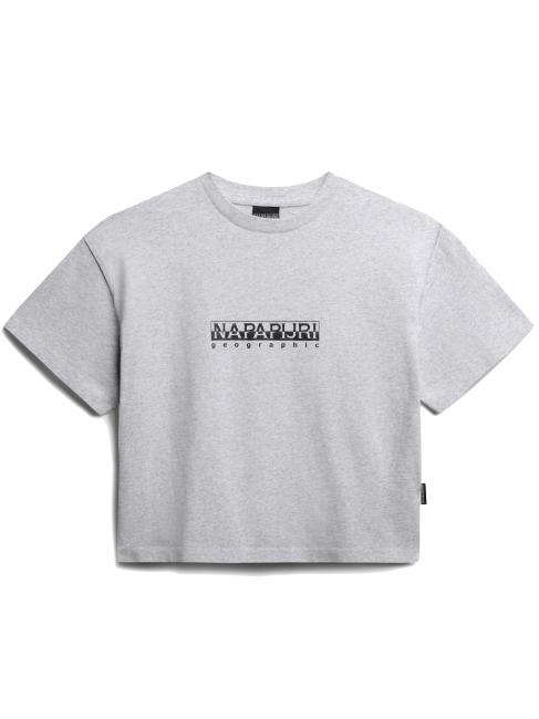 NAPAPIJRI S-BOX W CROPPED Short cotton T-shirt light gray melange - T-shirt