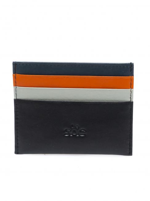 LESAC COLORFULL Flat leather card holder Black - Men’s Wallets