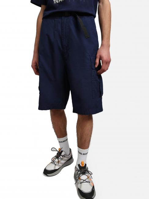 NAPAPIJRI N-DRU Cargo bermuda in cotton with belt medieval blue - Trousers