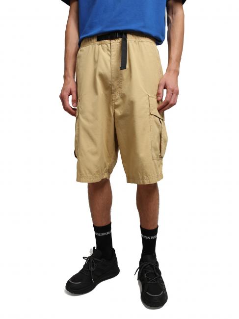 NAPAPIJRI N-DRU Cargo bermuda in cotton with belt sand prairie - Trousers