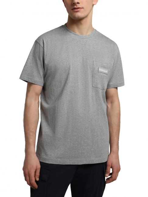 NAPAPIJRI S-MORGEX Cotton crew neck T-shirt with micro logo medium gray melange - T-shirt
