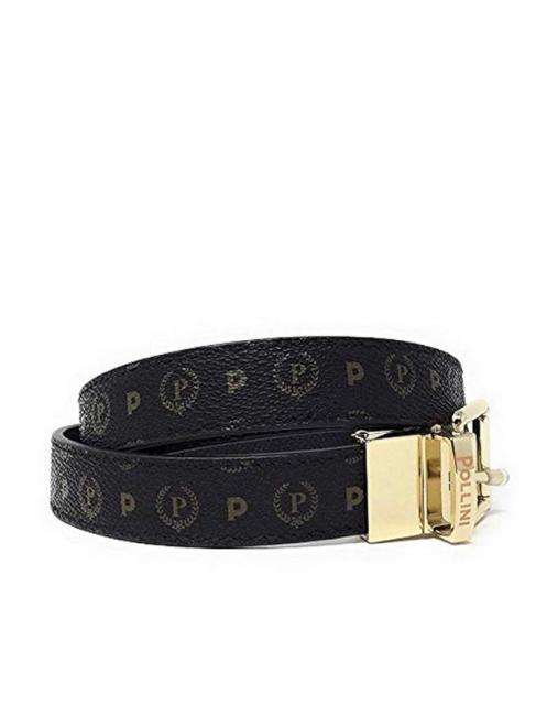 POLLINI HERITAGE  Double face belt, can be shortened to measure Black - Belts