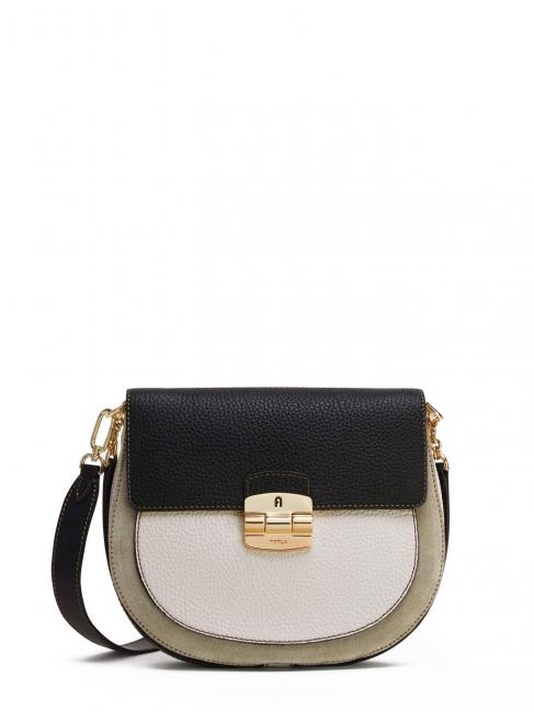 FURLA CLUB 2  Shoulder bag, in leather black + pearl and + marble c - Women’s Bags