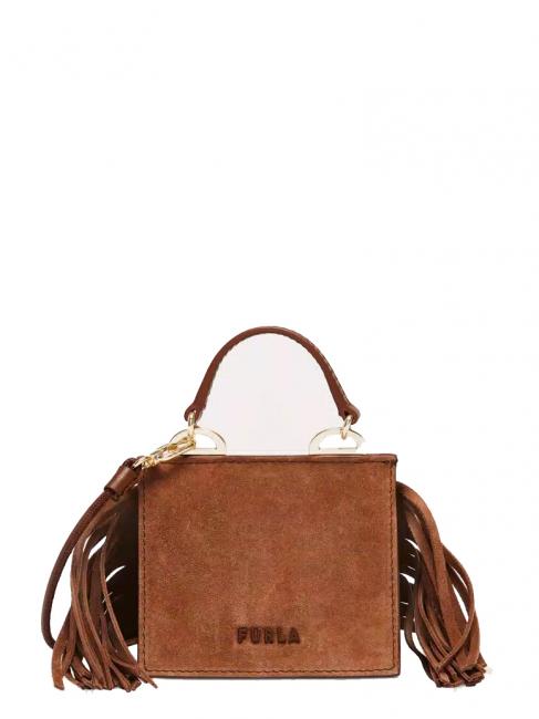 FURLA FUTURA Micro Bag in suede leather cognac - Women’s Bags