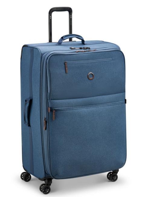 DELSEY MAUBERT 2.0 Large size trolley, expandable blue - Semi-rigid Trolley Cases