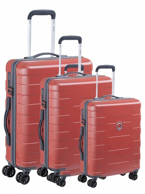 DELSEY QUITO Set of 3 hand luggage trolleys, medium, large red-orange - Trolley Set