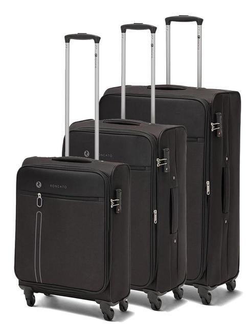 R RONCATO ONE WAY Set of 3 hand luggage trolley, medium exp, large exp Black - Trolley Set