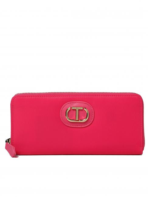TWINSET TECH FABRIC Large zip around wallet shock pink - Women’s Wallets