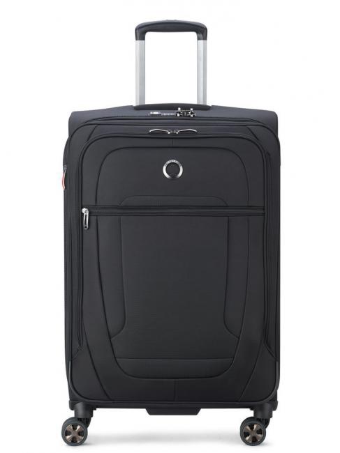 DELSEY HELIUM DLX Large size trolley, expandable Black - Semi-rigid Trolley Cases