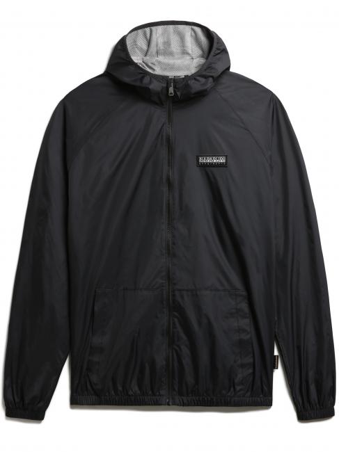NAPAPIJRI A-MORGEX Kway logo hooded jacket black 041 - Men's Jackets