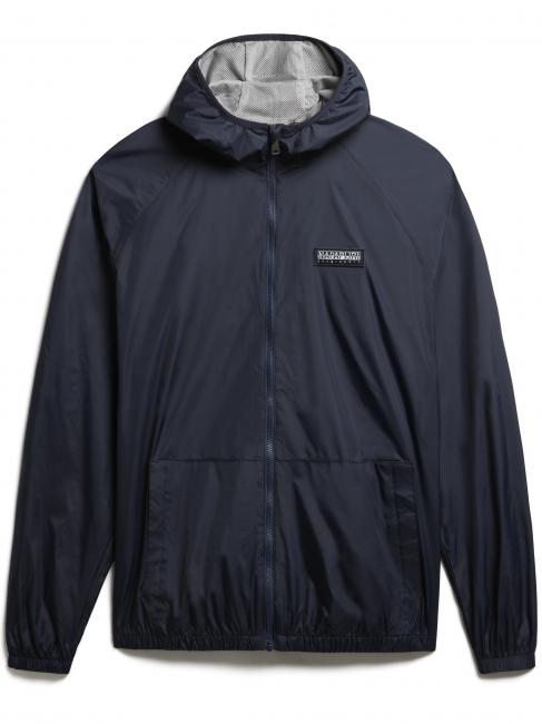 NAPAPIJRI A-MORGEX Kway logo hooded jacket blu marine - Men's Jackets