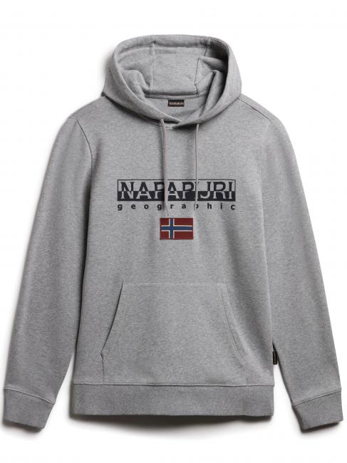 NAPAPIJRI B-AYAS Hooded sweatshirt with flag and logo medium gray melange - Sweatshirts