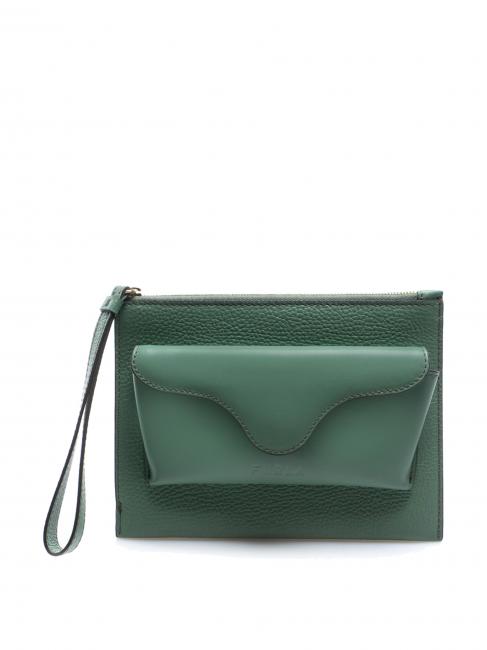 FURLA MIASTELLA Small clutch bag in roma calf leather olive - Women’s Bags