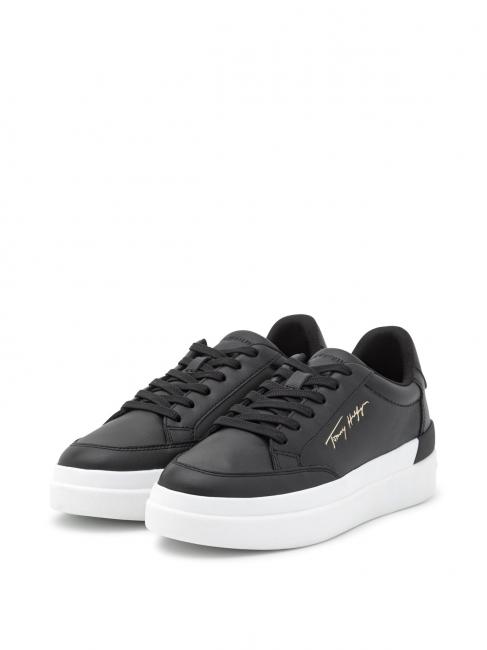 TOMMY HILFIGER TH SIGNATURE Leather sneaker BLACK - Women’s shoes